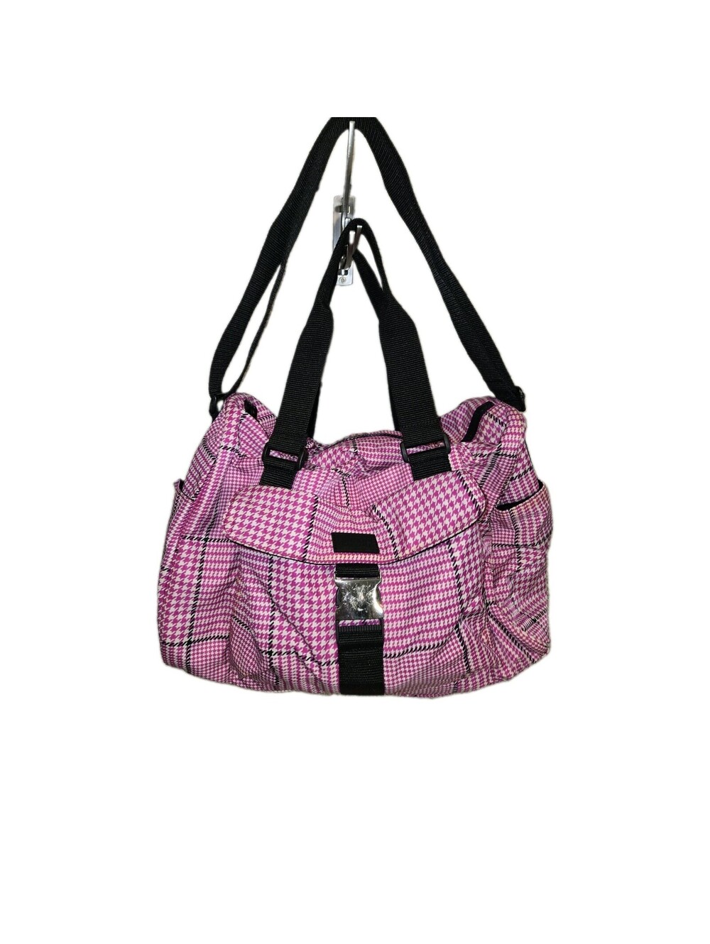 ralph lauren duffel bag Pink Houndstooth Plaid Y2k Carry On **flaw**